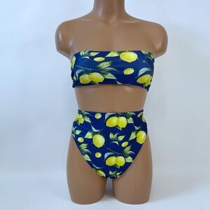 Lemon Print Blue Bikini Set
